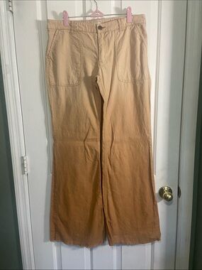 Free People Ombre Light Beige to Tan Wide-Leg Pants